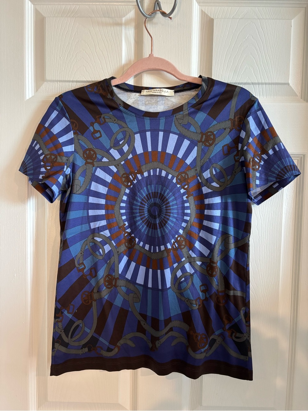 RANI ARABELLA PRINTED T-SHIRT: FIRENZE NAVY Size Medium - Picture 2 of 5